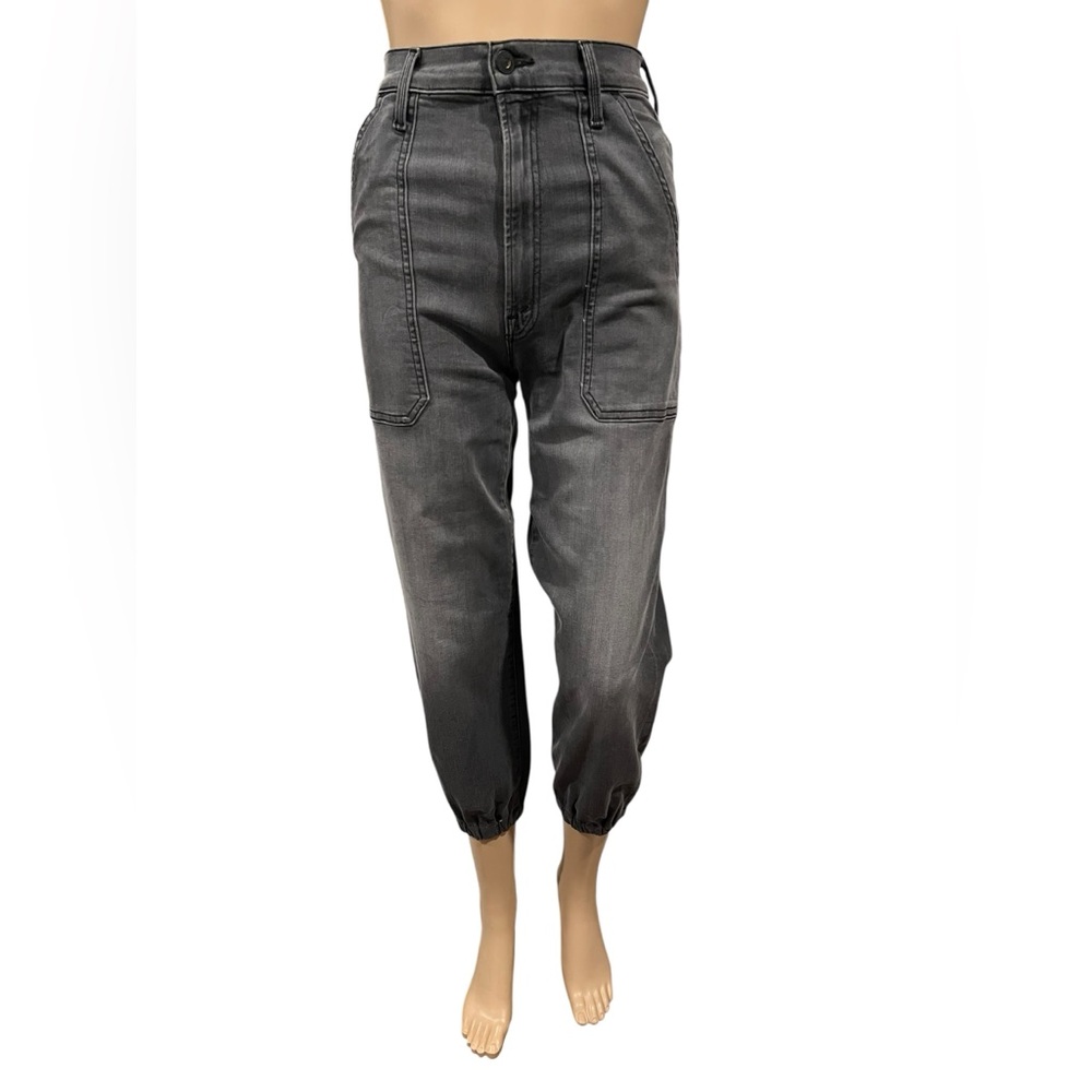 MOTHER Gray High-Rise Cropped Jogger Jeans